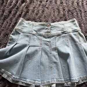 No Boundaries Light Blue Pleated A-Line Skirt